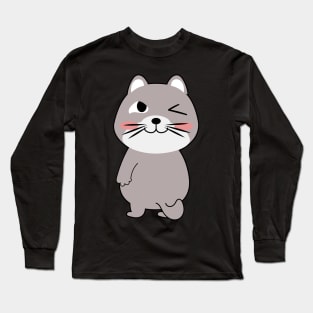 Cute cat cartoon character funny design. Long Sleeve T-Shirt